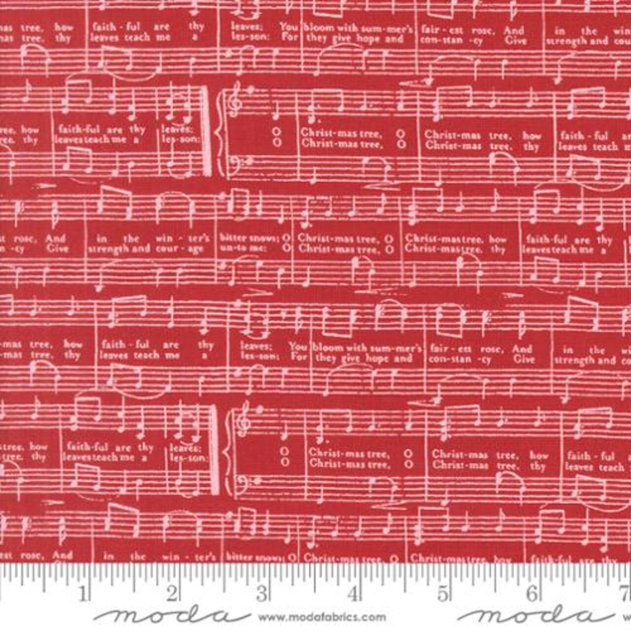 Fabric Moda Cranberry O Christmas Tree Music Berry and Pine by the Quarter Yard 5244-14